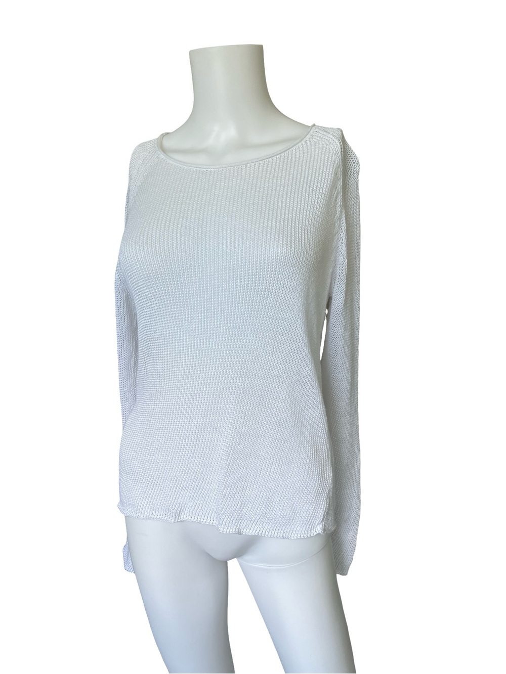 Eileen Fisher White Linen Sweater Open Knit Lightweight Neutral Womens Size XS